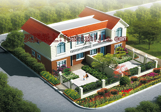 適合兄弟自建的二層雙拼別墅設計方案，帶效果圖