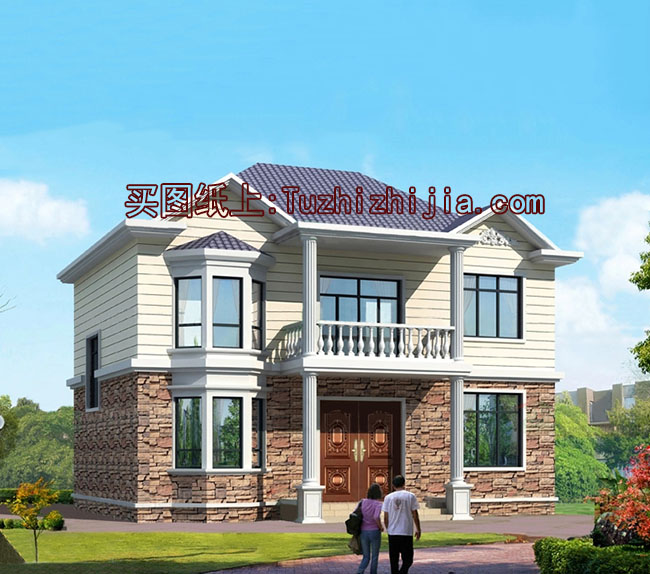 農村小戶型二層房屋別墅設計圖，帶外觀效果圖