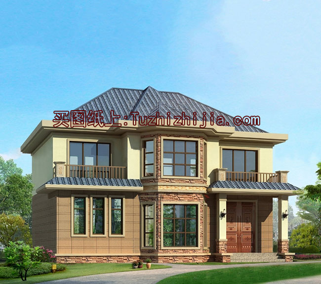 農村三間兩層樓房設計圖,帶外觀效果圖