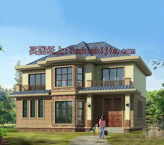 農村三間兩層樓房設計圖,帶外觀效果圖