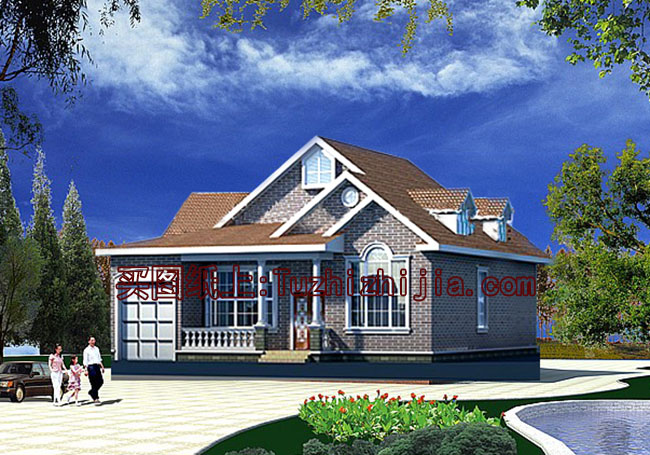 農村一層半房屋設計圖,帶外觀效果圖,外觀時尚