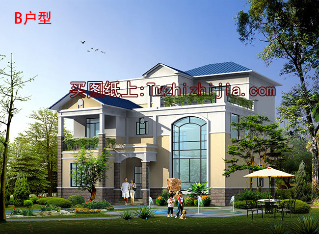 農村三層復式樓房住宅設計圖，私人別墅設計