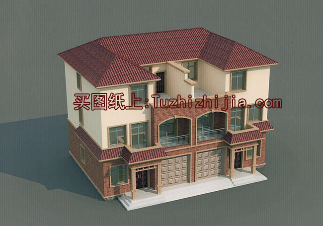 戶型經(jīng)典的 鄉(xiāng)村雙拼別墅房屋設(shè)計圖，帶外觀效果圖片