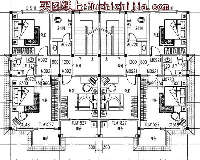 戶型經(jīng)典的 鄉(xiāng)村雙拼別墅房屋設(shè)計圖，帶外觀效果圖片