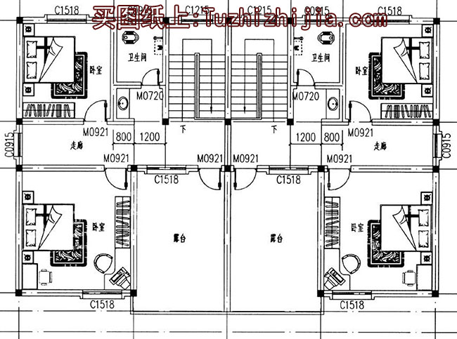 戶型經(jīng)典的 鄉(xiāng)村雙拼別墅房屋設(shè)計圖，帶外觀效果圖片