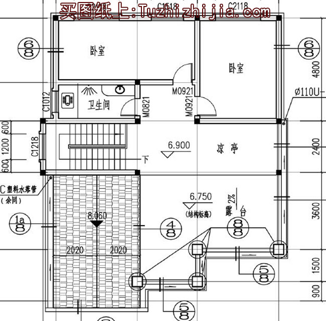 客廳中空三層復式別墅房屋設計圖,帶外觀效果圖