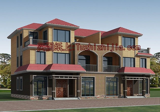 經典三層雙拼樓房設計圖,經典外觀,經典戶型