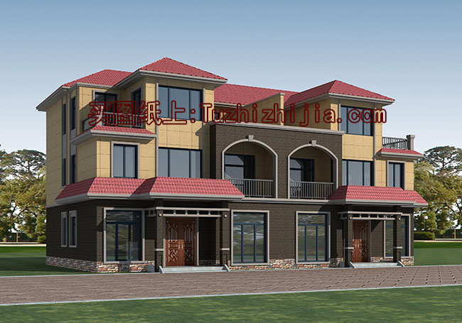 經典三層雙拼樓房設計圖,經典外觀,經典戶型