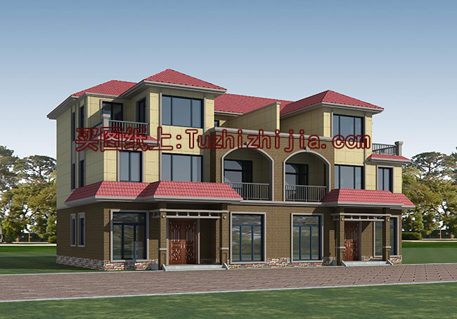 經典三層雙拼樓房設計圖,經典外觀,經典戶型