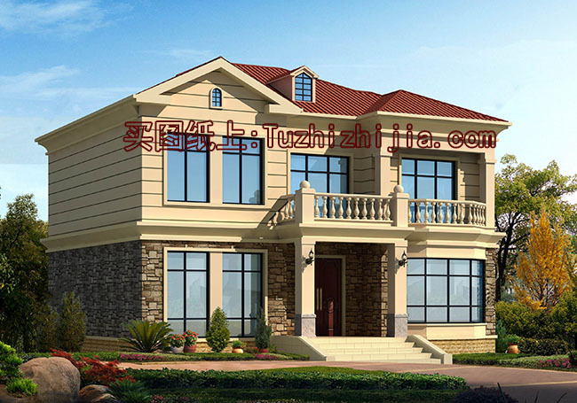 130平氣派美觀的二層別墅房屋設計圖,含效果圖