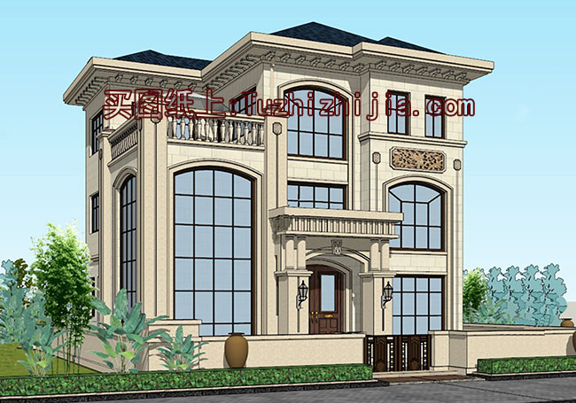 100平復式三層別墅房屋設計圖,客廳挑高,采光好,臥室多