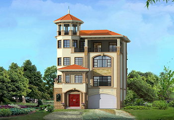 四層半高端歐式別墅房屋設計圖，帶車庫、帶露臺