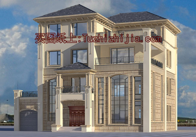 高端大氣四層復式別墅房屋設計圖，含外觀效果圖