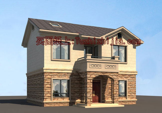 130平帶閣樓兩層半別墅房屋設計圖,含外觀效果圖