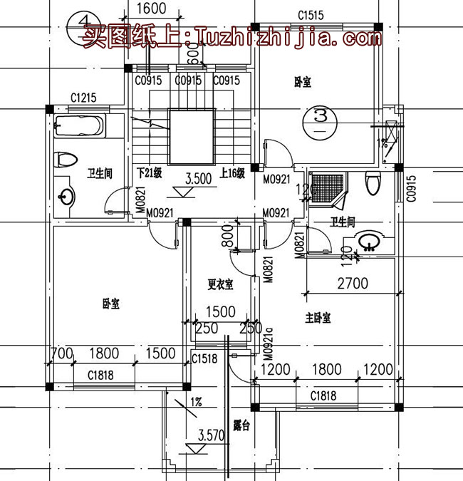 130平帶閣樓兩層半別墅房屋設計圖,含外觀效果圖