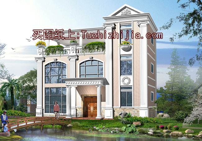 農村120平三層樓房設計圖，造型現代，帶屋頂花園