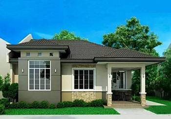 現(xiàn)代一層（帶悶頂）別墅住宅設(shè)計(jì)圖，外觀現(xiàn)代時(shí)尚