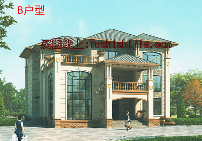 175平大客廳三層別墅房屋設計圖，含外觀造型現代，美觀