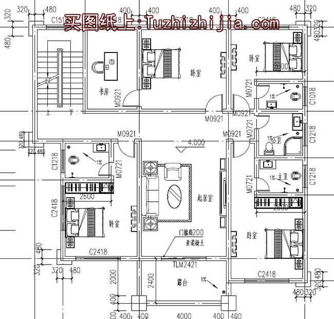 175平大客廳三層別墅房屋設計圖，含外觀造型現代，美觀
