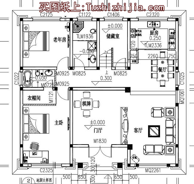 140平四層復式別墅房屋設計圖，帶外觀效果圖