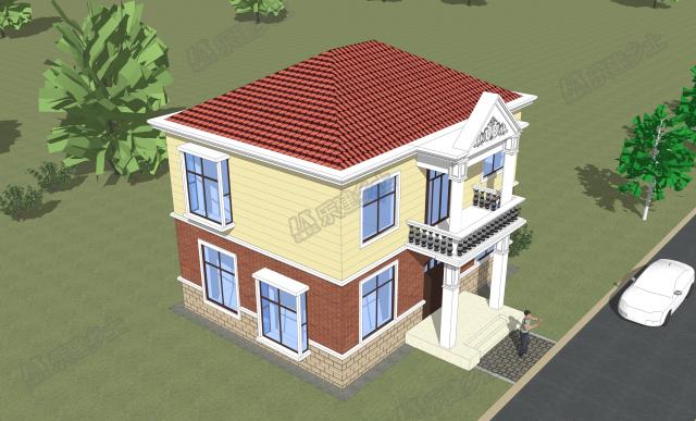 二層小洋樓設計方案，鮮快明亮的用色，簡單大方的外形！