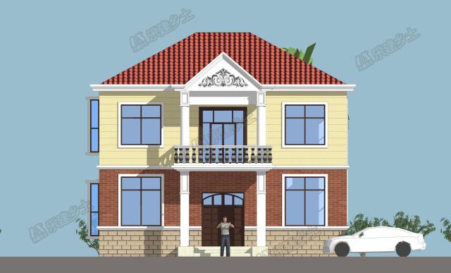 二層小洋樓設計方案，鮮快明亮的用色，簡單大方的外形！