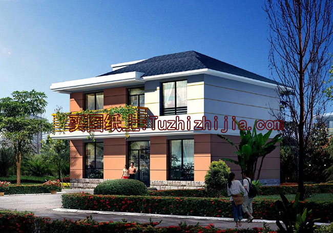 90平方米新農(nóng)村二層自建房屋設(shè)計全套施工圖紙帶外觀效果圖10X9米