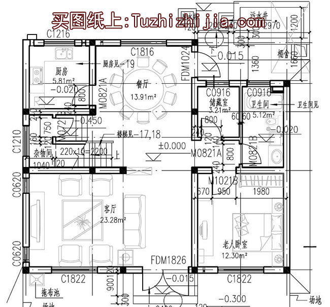 90平方米新農(nóng)村二層自建房屋設(shè)計全套施工圖紙帶外觀效果圖10X9米