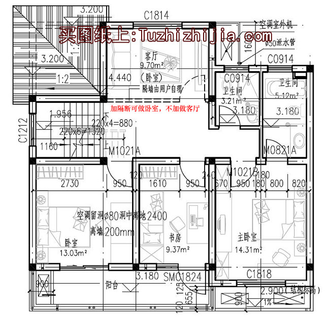 90平方米新農(nóng)村二層自建房屋設(shè)計全套施工圖紙帶外觀效果圖10X9米