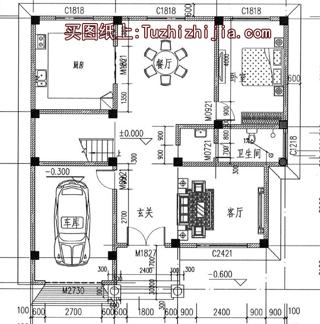 農村三層帶露臺、帶車庫房屋設計圖,含外觀圖片
