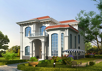 新農村二層客廳挑高樓房設計圖,外觀歐式風格