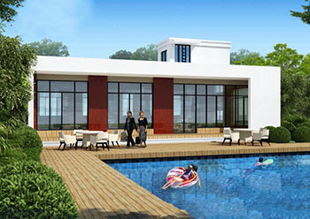 新中式現代一層別墅房屋設計圖，含外觀圖片