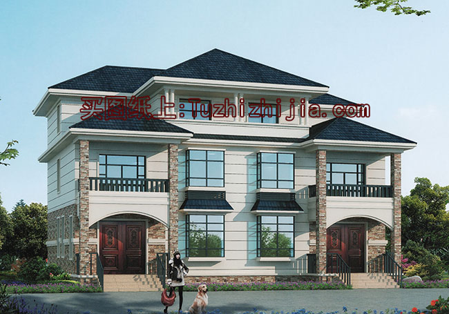 兄弟兩戶雙拼房屋設計圖及外觀圖片,戶型合理