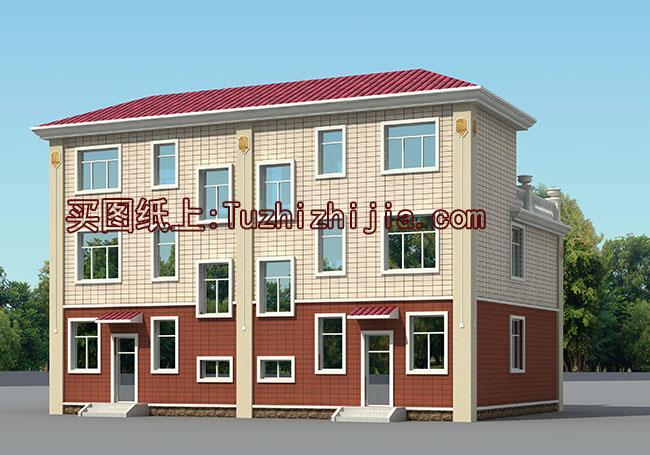 新中式三層雙拼別墅設計圖,外觀圖片美觀、大氣