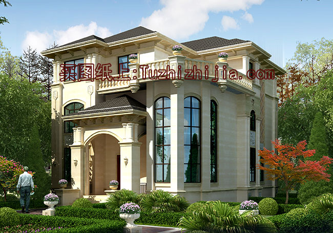 豪華高端三層帶地下室別墅設計圖，可帶電梯