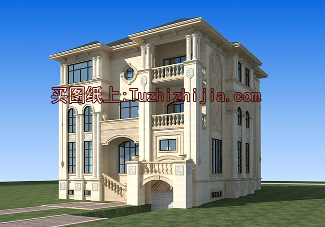 豪華高端三層帶地下室別墅設計圖，可帶電梯