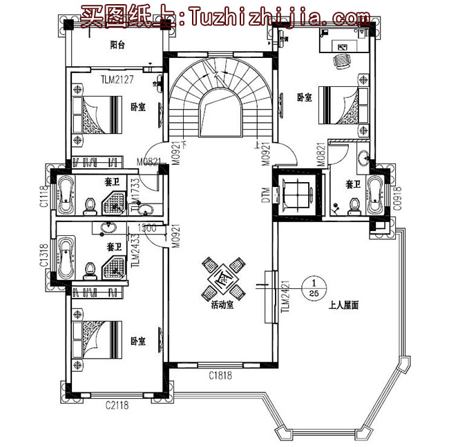 豪華高端三層帶地下室別墅設計圖，可帶電梯