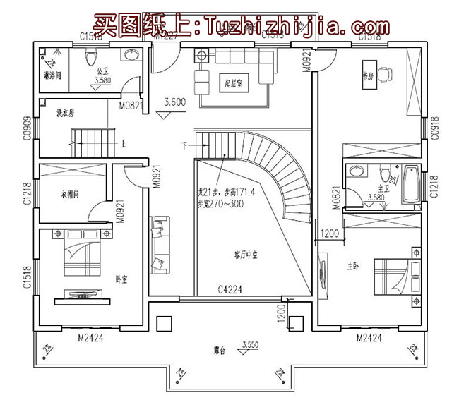 農村三間四層別墅房屋設計圖，含外觀效果圖片