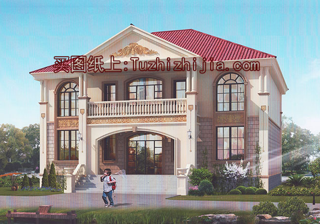 客廳中空復式二層別墅設計圖,歐式風格外觀