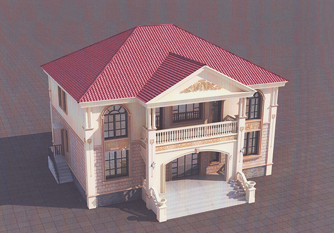 客廳中空復式二層別墅設計圖,歐式風格外觀