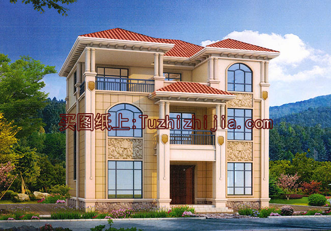 歐式三層小洋樓設計圖，外觀氣派，典雅、高貴