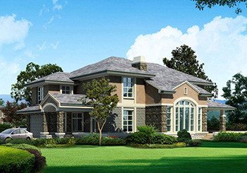 美式田園二層別墅設計方案圖，全套設計圖+效果圖