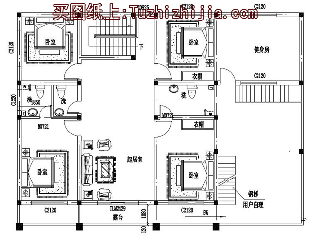 簡單農村二層平屋頂房屋設計圖，外觀簡潔、大方