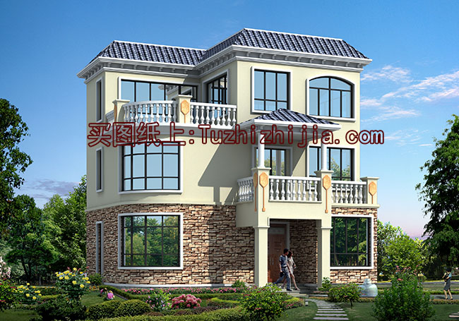 現代三層復式小別墅設計圖及外觀圖片,25萬造價