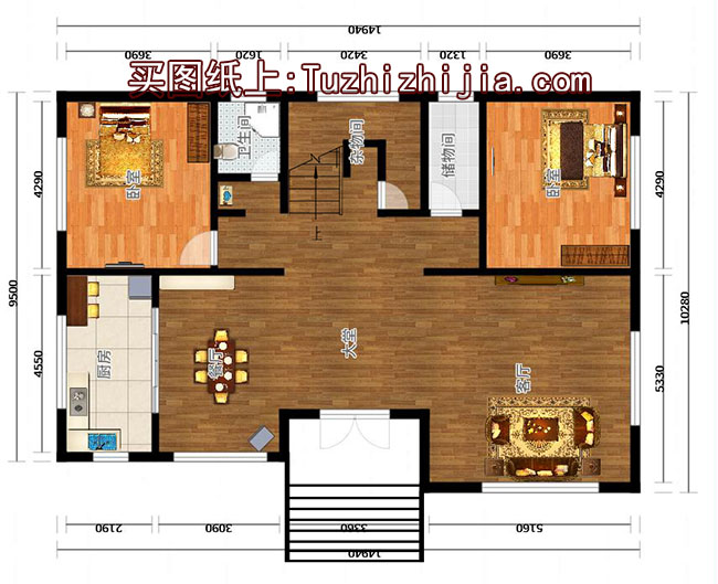 地中海風格二層別墅房屋設計圖,帶外觀效果圖