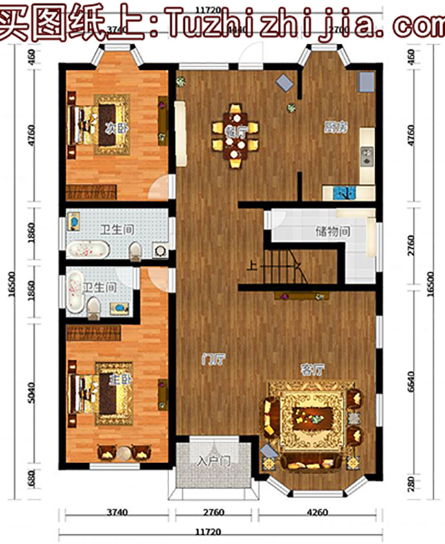 新農村二層客廳挑高樓房設計圖，外觀歐式風格