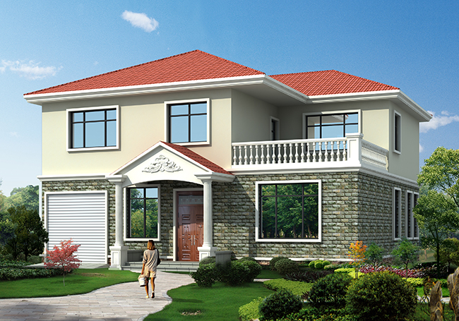 造價25萬農村二層小別墅設計圖,外觀效果圖美觀、精致