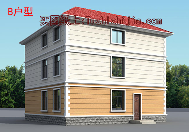 140平新農村三層房屋設計圖，含外觀效果圖