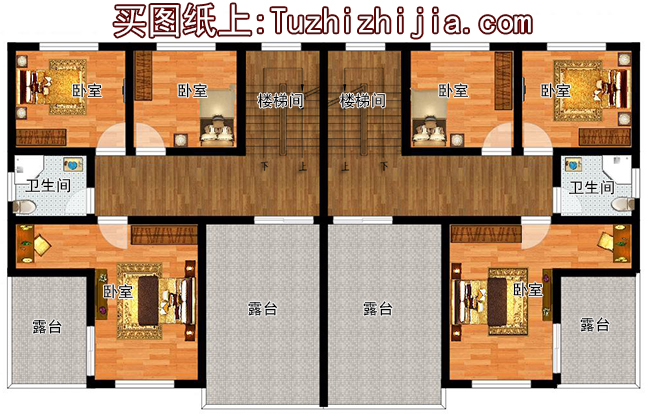 200平方米穩重大氣三層雙拼別墅建筑設計圖紙，含效果圖