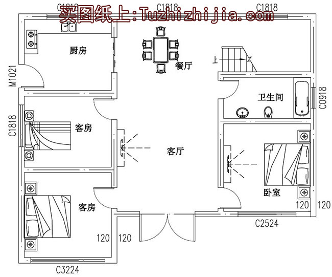 農村15萬元二層小樓設計圖,外觀簡潔、樸素,造價低
